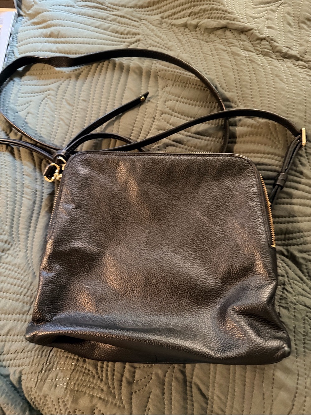 Banana Republic Black Leather Crossbody Bag with Gold Hardware